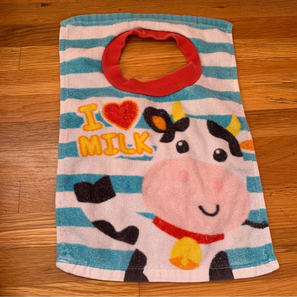 I heart milk 100% Cotton Baby Bib Absorbent Cute Colorful Farm Animal Theme